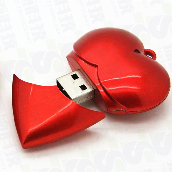 紅色心形U盤 創意個性浪漫愛心優盤禮品   紅色心形U盤制作工廠