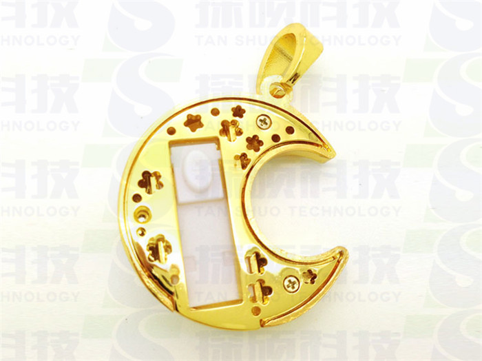 創(chuàng)意時尚項鏈式月亮珠寶U盤禮品  月亮珠寶U盤制作工廠