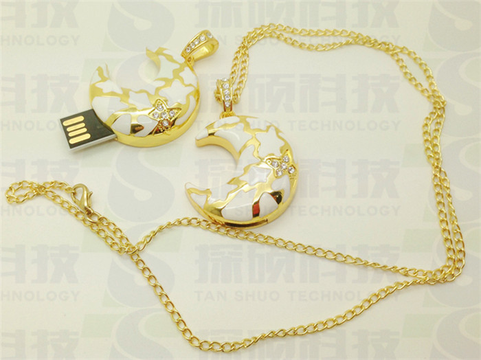 珠寶U盤,項鏈式U盤,月亮型珠寶U盤